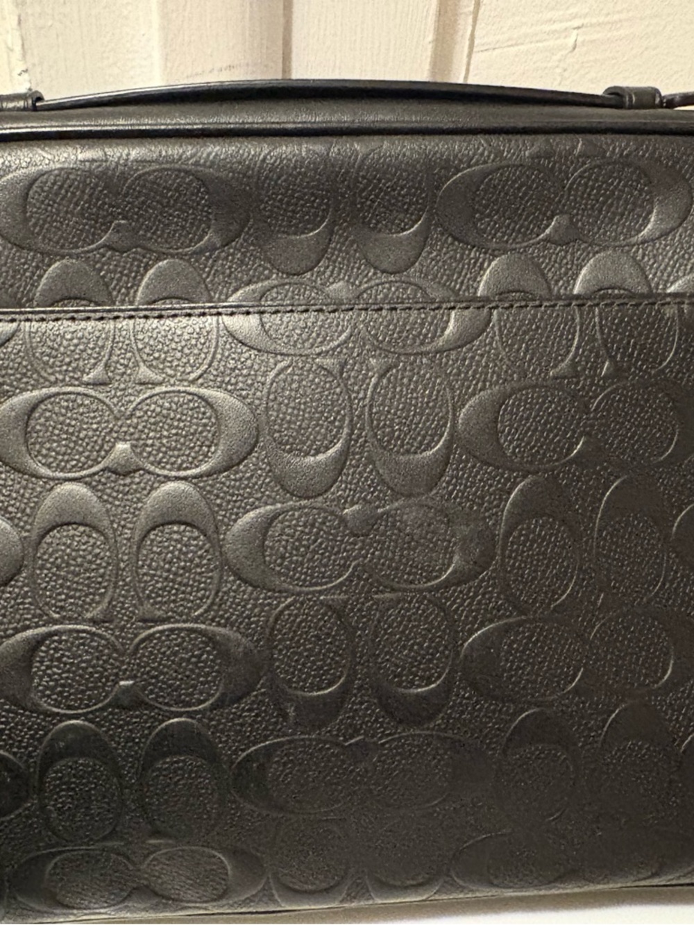 Coach Black Embossed Signature Leather Briefcase